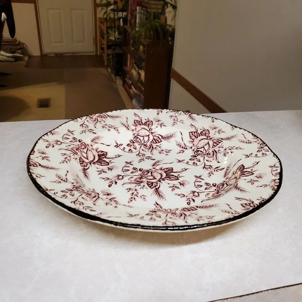 Wood & Sons Colonial Rose Pink Rim Soup Bowl 8